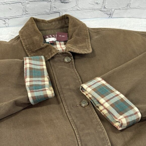 Vintage Ashton Cove Men's Barn Chore Utility Jacket Coat M Brown Plaid Lined - Picture 11 of 16